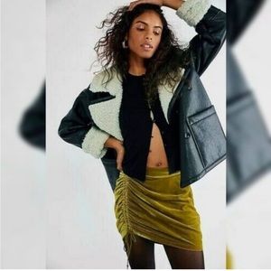 Free People Viviane viper olive velvet skirt size 0 NWT